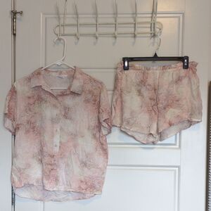 Women's Danskin Pink and Cream Sleepwear Set